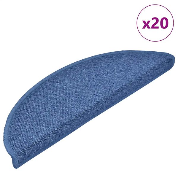 vidaXL Schodové rohože 20 ks 56x17x3 cm modré polkruhové