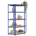 vidaXL 5-vrstvová rohová polica modrá oceľ a spracované drevo