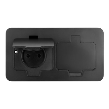Zapustená dvojzásuvka s viečkami, hermeticky uzavretá ORNO OR-GM-9047/B, čierna IP55