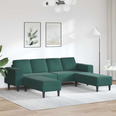 vidaXL Pohovka do obývačky 3 pcs Tmavozelená 250 x 188 x 76 cm