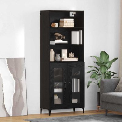 vidaXL Highboard Čierny dub 69,5 x 34 x 180 cm Kompozitné drevo