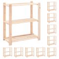vidaXL Regály s 3 policami 10 ks 80x38x90 cm borovicový masív 150 kg