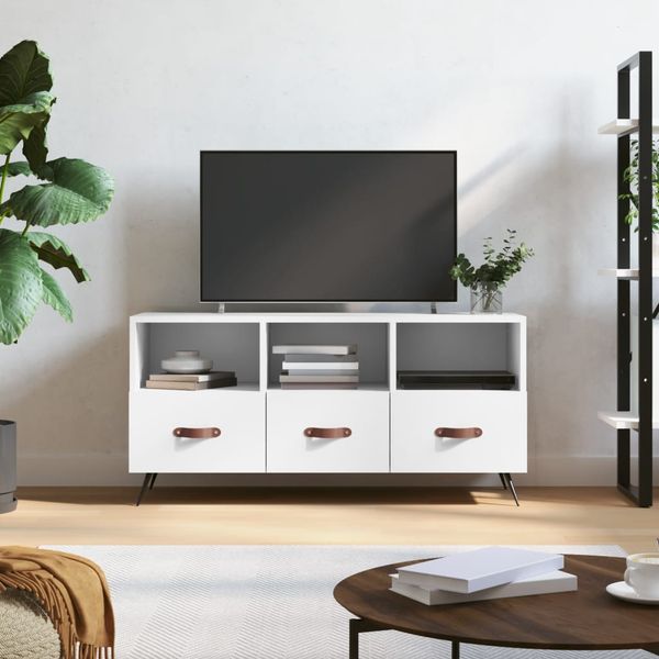 vidaXL TV stolík biely 102x36x50 cm kompozitné drevo