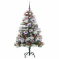 vidaXL Umelý vianočný stromček Zelená a biela 150 cm PVC, kov a plast