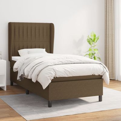 vidaXL Posteľný rám boxsping s matracom hnedý 90x200 cm látka