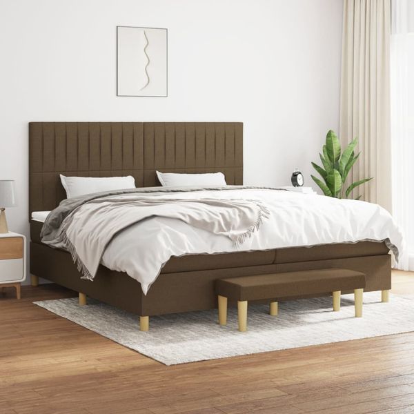 vidaXL Boxspring posteľ s matracom tmavohnedá 200x200 cm látka