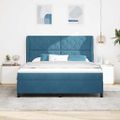 vidaXL Posteľ s pružinovým rámom Tmavomodrá 200 x 180 cm Zamat
