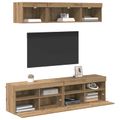 vidaXL TV nástenné jednotky s LED 5 ks Remeselný dub Kompozitné drevo