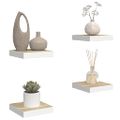 vidaXL Plávajúce nástenné police 4 ks dub a biele 23x23,5x3,8 cm MDF