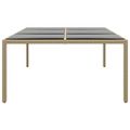 vidaXL Záhradný stôl 200x150x75 cm tvrdené sklo a polyratan béžový