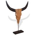 vidaXL Bull Skull Sculpture Teak 66x15x88 cm