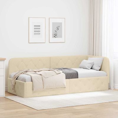 vidaXL Rohový rám postele Krémová 80 x 200 cm látka