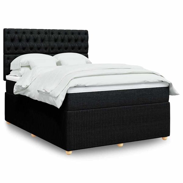 vidaXL Boxspring posteľ s matracom čierny 140x190 cm látka
