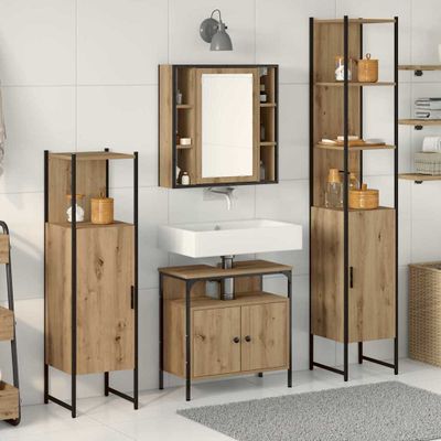 vidaXL Sada kúpeľňového nábytku 4 pcs Remeselný dub Kompozitné drevo