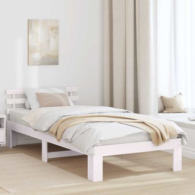 vidaXL Rám postele Biela 80 x 200 cm Masívne borovicové drevo