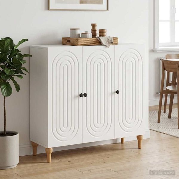 vidaXL Servírovacia skriňa Biela s vysokým leskom 89 x 34,5 x 80 cm