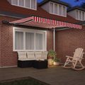 vidaXL Sklopná markíza Červená a Biela 350 x 250 cm Tkanina a hliník