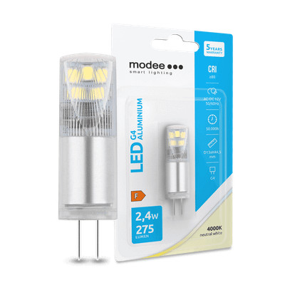 Modee LED žiarovka G4 Aluminium AC-DC 12V, 2,4W 4000K 275lm (ML-G4A4000K2.4WB1)