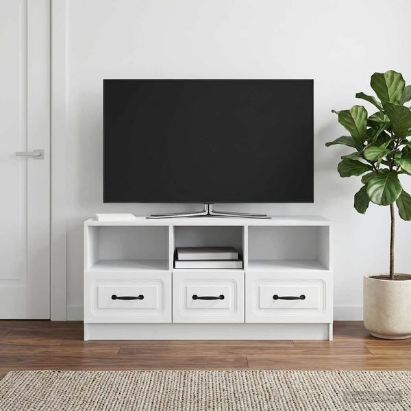 vidaXL TV skrinka Biela 102 x 34,5 x 47 cm Kompozitné drevo