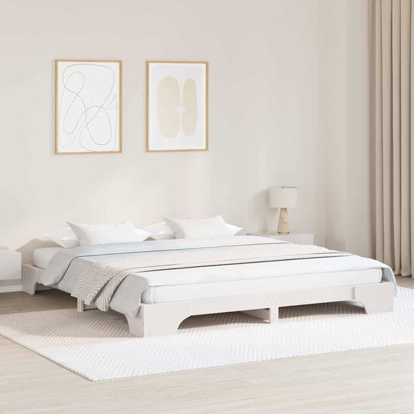 vidaXL Rám postele Biela 180 x 200 cm Masívne borovicové drevo