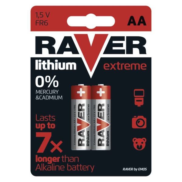 Lítiová batéria RAVER FR6 (AA), 2 ks