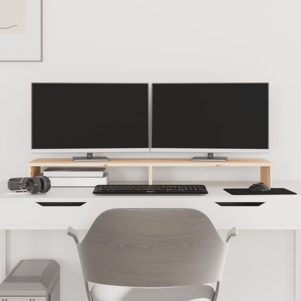 vidaXL Stojan na monitor 100x27x10 cm masívna borovica