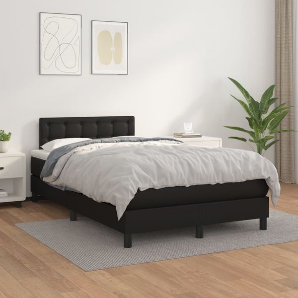 vidaXL Boxspring posteľ s matracom čierna 120x200 cm umelá koža