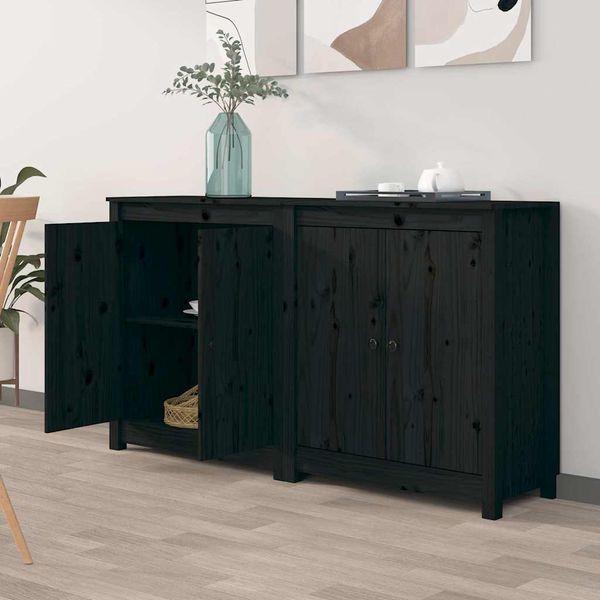 vidaXL Komody 2 ks čierne 70x35x80 cm masívna borovica