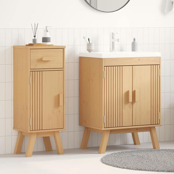 vidaXL Sada kúpeľňového nábytku s dverami 2 pcs Hnedá Borovicový masív