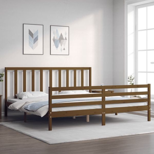 vidaXL Posteľný rám s čelom medovo-hnedý 200x200 cm masívne drevo