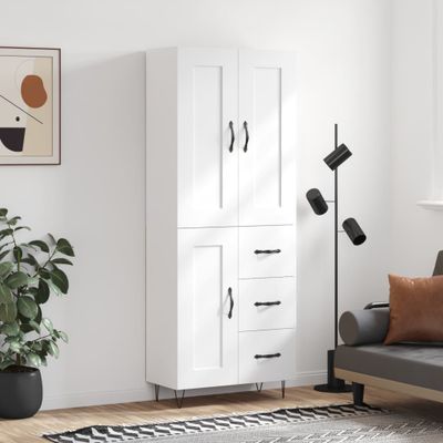 vidaXL Vysoká skrinka biela 69,5x34x180 cm spracované drevo