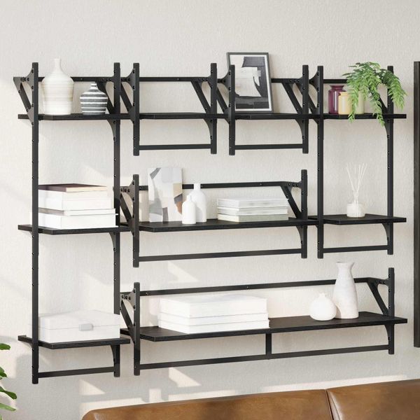 vidaXL Sada nástenných políc 6 pcs Čierny dub 100 x 25 x 30 cm