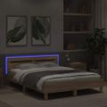 vidaXL Posteľný rám s čelom a LED dub sonoma 140x200 cm