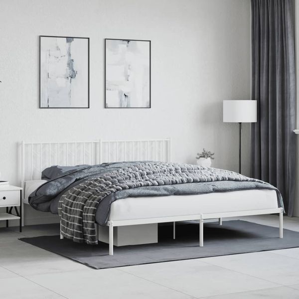 vidaXL Kovový rám postele s čelom biely 183x213 cm