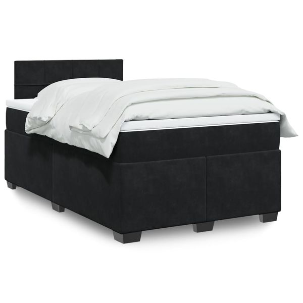 vidaXL Posteľný rám boxspring s matracom čierny 120x200 cm zamat