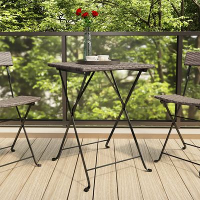 vidaXL Skladací bistro stôl sivý 55x54x71 cm polyratan