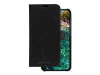 Puzdro s klapkou na mobilný telefón - písmové hnedé úplety z udržateľnej kože - čierna - pre Samsung Galaxy S23+