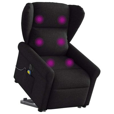 vidaXL Zdvíhacie a sklápacie elektrické masážne kreslo, čierne, látka