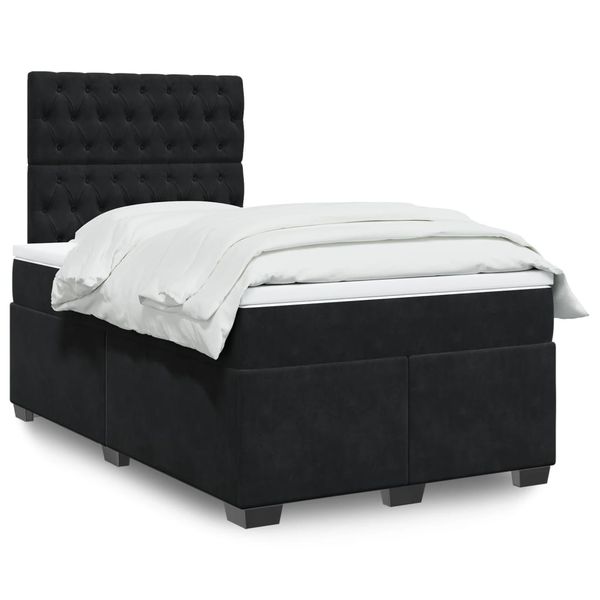vidaXL Boxspring posteľ s matracom čierna 120x190 cm zamat
