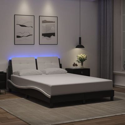 vidaXL Rám postele s LED bez matraca, Zadar, čierno biely 140x190cm
