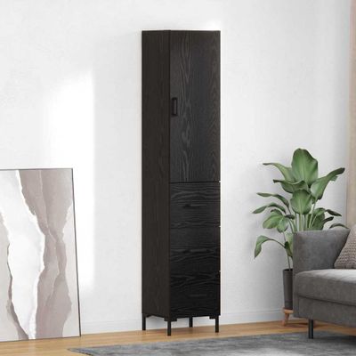 vidaXL Highboard Čierny dub 34,5 x 34 x 180 cm Kompozitné drevo