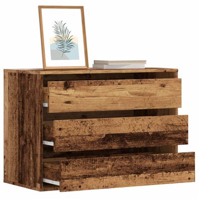 vidaXL Rohová komoda so zásuvkami staré drevo 80x41x58cm kompoz. drevo