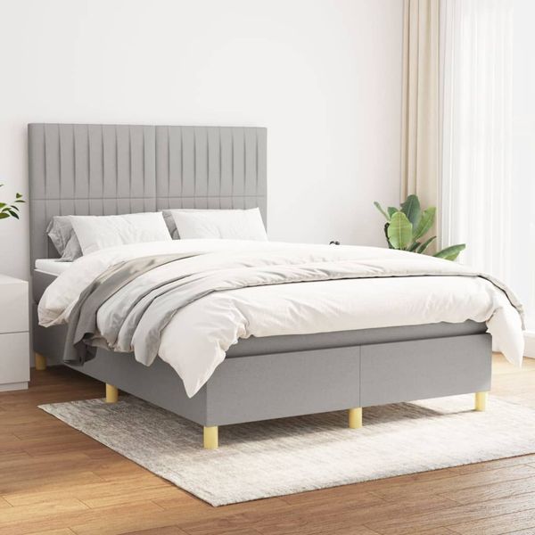 vidaXL Boxspring posteľ s matracom bledosivý 140x190 cm látka