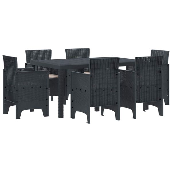 vidaXL Záhradný jedálenský set 7 pcs Antracit Polt ratan
