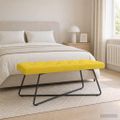 vidaXL Lavica s gombíkovým prešívaním Svetložltá 110 x 40 x 46 cm