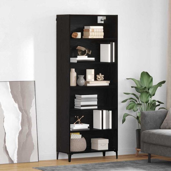 vidaXL Highboard Čierny dub 69,5 x 34 x 180 cm Kompozitné drevo