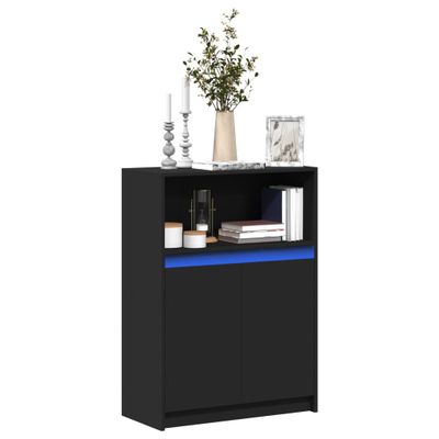 vidaXL Komoda s LED čierna 72x34x100 cm kompozitné drevo