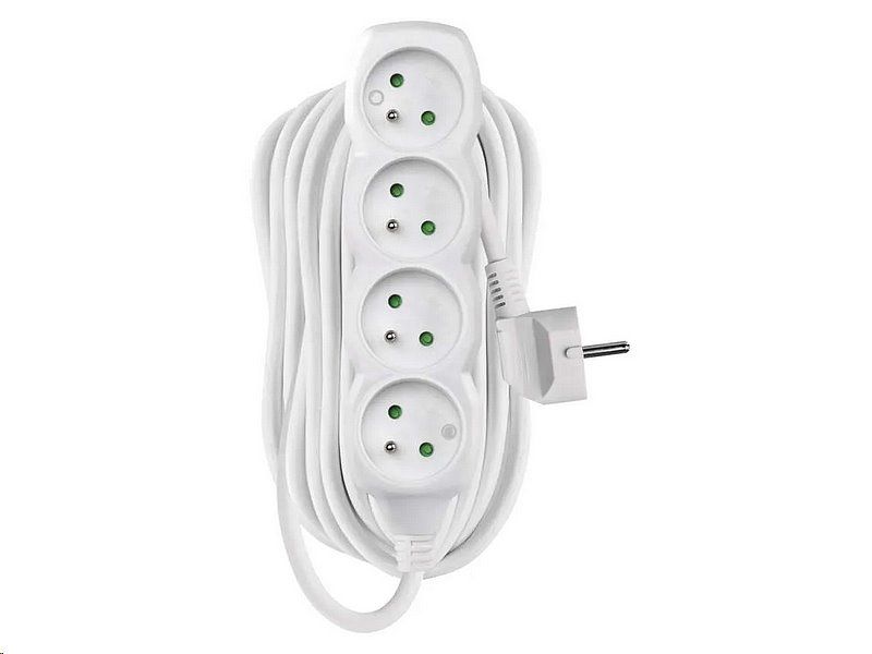 Prodlužovací kabel EMOS P0410R / 10 m / 4 zásuvky / bílý / PVC / 1,5 mm2
