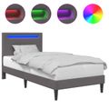 vidaXL Rám postele s LED pásikmi Sivá 100 x 200 cm Umelá koža