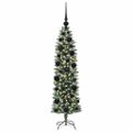 vidaXL Umelý chudý vianočný strom Zelená a biela 120 cm